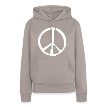 Peacezeichen - Frauen Premium Bio Hoodie - Taupe - Vorne - Julia (174cm)