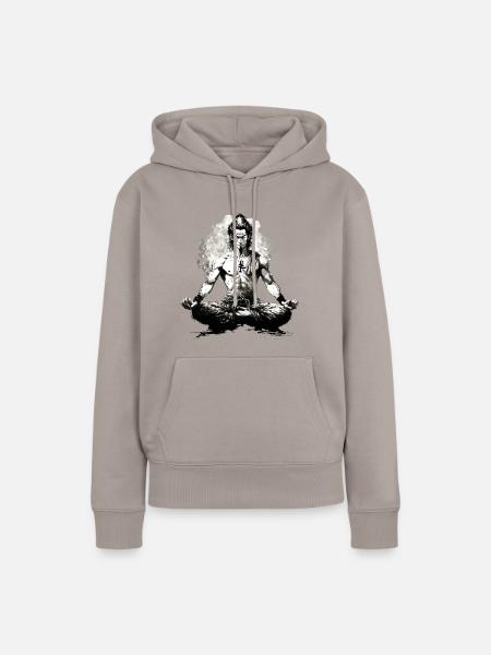 Meditierender Krieger - Frauen Premium Bio Hoodie - Taupe