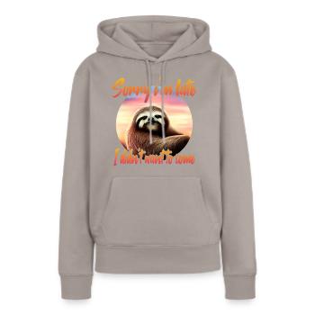 Grimmiges Faultier - Frauen Premium Bio Hoodie - Taupe - Vorne - Julia (174cm)