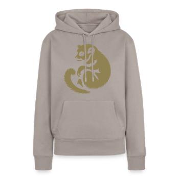 Loris Slowlori Silhouette Mammifère - Sweat à capuche Premium bio Femme - taupe - Devant - Julia (174cm)