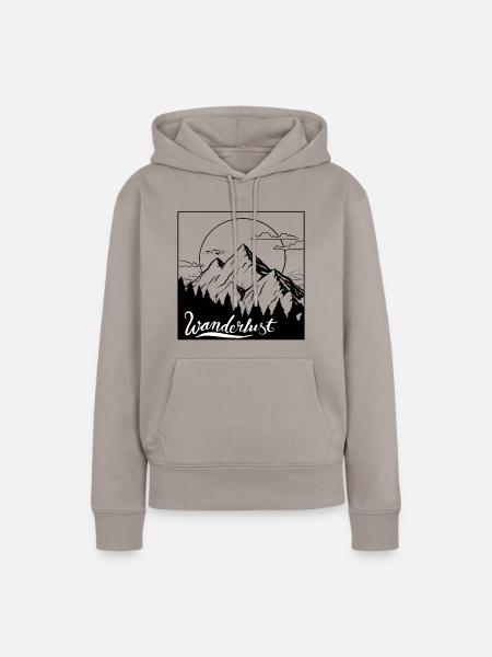 Wanderlust Premium Design - Frauen Premium Bio Hoodie - Taupe
