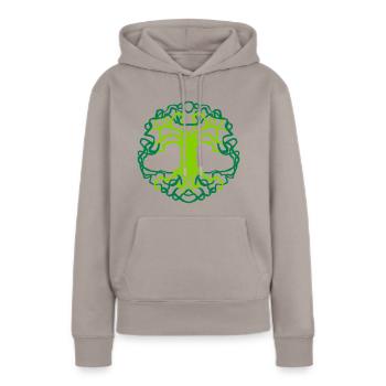 Lebensbaum,Keltisch,Esoterik,Geschenkidee, Symbol - Frauen Premium Bio Hoodie - Taupe - Vorne - Julia (174cm)