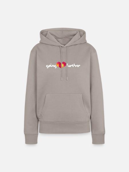 goingfurther *white font* - Frauen Premium Bio Hoodie - Taupe