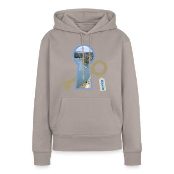schlüsselloch rhein - Frauen Premium Bio Hoodie - Taupe - Vorne - Julia (174cm)