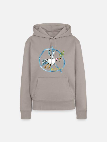 Peace / Peacemöwe / Dark Edition - Frauen Premium Bio Hoodie - Taupe