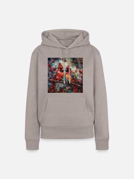 Vögel - Frauen Premium Bio Hoodie - Taupe