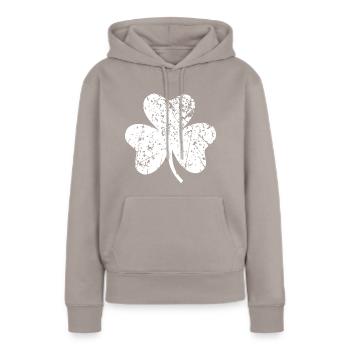 Trèfle - Sweat à capuche Premium bio Femme - taupe - Devant - Julia (174cm)