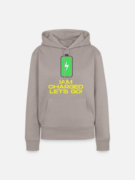 Fully Charged - Frauen Premium Bio Hoodie - Taupe