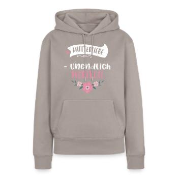 Mutterliebe - unendlich wertvoll - Frauen Premium Bio Hoodie - Taupe - Vorne - Julia (174cm)
