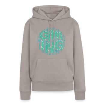 Gaming-Szene-digital - Frauen Premium Bio Hoodie - Taupe - Vorne - Julia (174cm)