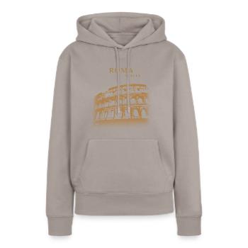 locution latine rome colisé leewarddesign - Sweat à capuche Premium bio Femme - taupe - Devant - Julia (174cm)