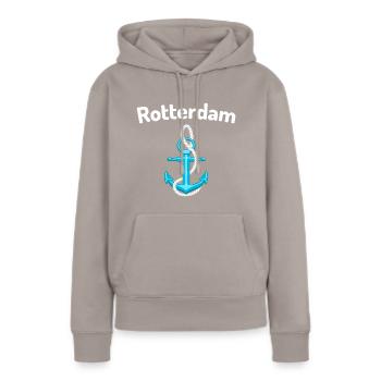 Rotterdam - Sweat à capuche Premium bio Femme - taupe - Devant - Julia (174cm)