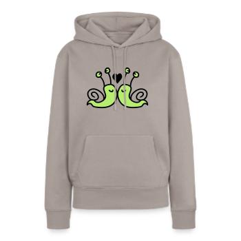 verliebte Schnecken - Frauen Premium Bio Hoodie - Taupe - Vorne - Julia (174cm)