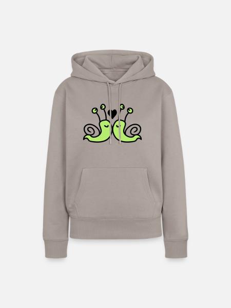 verliebte Schnecken - Frauen Premium Bio Hoodie - Taupe