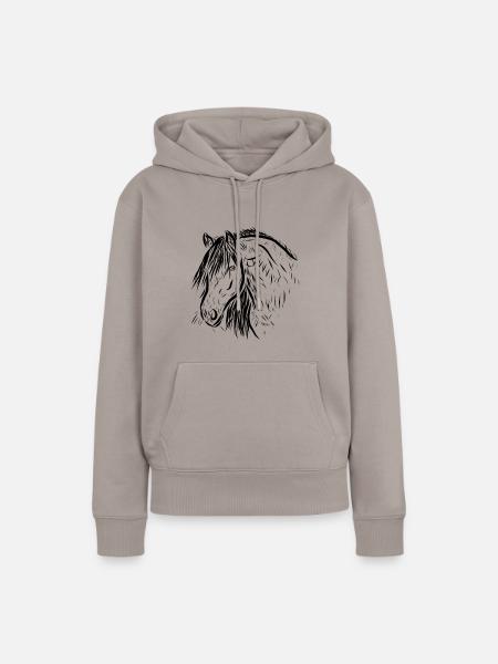 Pferd - Frauen Premium Bio Hoodie - Taupe