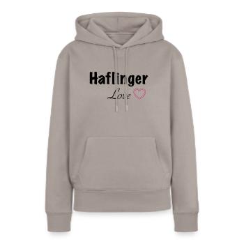 Haflinger Love - Frauen Premium Bio Hoodie - Taupe - Vorne - Julia (174cm)