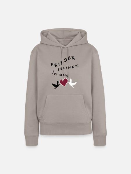 Frieden beginnt in uns - Frauen Premium Bio Hoodie - Taupe