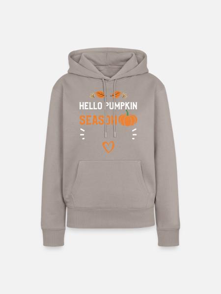 Hello Pumpkin Season - Pumpkin - Frauen Premium Bio Hoodie - Taupe