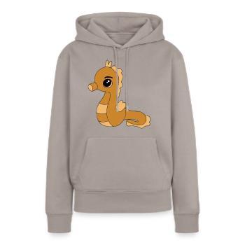 Knuffiges Seepferdchen - Frauen Premium Bio Hoodie - Taupe - Vorne - Julia (174cm)