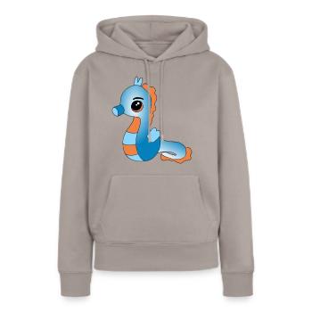 Knuffiges Seepferdchen - Frauen Premium Bio Hoodie - Taupe - Vorne - Julia (174cm)