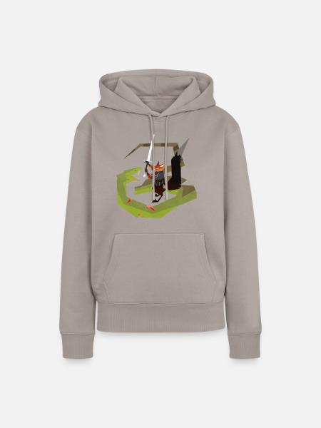 fox and snake - Frauen Premium Bio Hoodie - Taupe