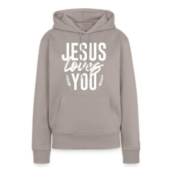 Jésus-Christ de Nazareth Foi Bible Jésus - Sweat à capuche Premium bio Femme - taupe - Devant - Julia (174cm)