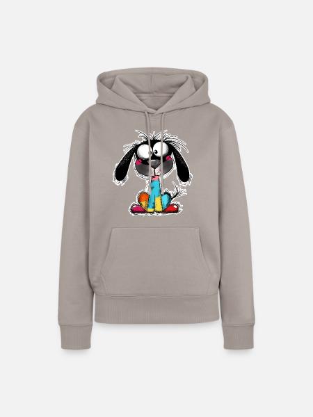 Farbenfroher Hund - Frauen Premium Bio Hoodie - Taupe