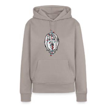 Süchtig - Frauen Premium Bio Hoodie - Taupe - Vorne - Julia (174cm)