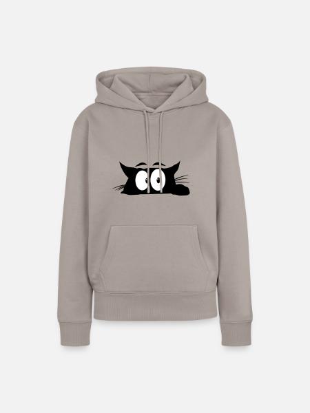 Black Cat 1 Katze - Frauen Premium Bio Hoodie - Taupe