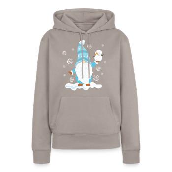 Weihnachten Weihnachtmann Gnomies - Frauen Premium Bio Hoodie - Taupe - Vorne - Julia (174cm)