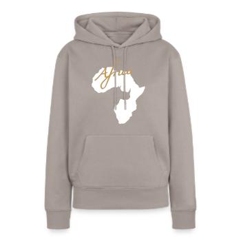 Africa Rhino - Frauen Premium Bio Hoodie - Taupe - Vorne - Julia (174cm)