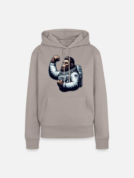 Astronaut Affe Schimpanse Gorilla - Frauen Premium Bio Hoodie - Taupe