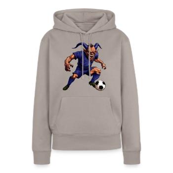 Teufel Fussballer - Frauen Premium Bio Hoodie - Taupe - Vorne - Julia (174cm)