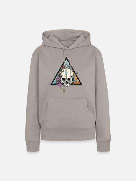 Look behind - Frauen Premium Bio Hoodie - Taupe