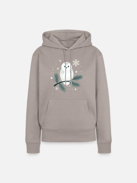 Wintereule - Frauen Premium Bio Hoodie - Taupe