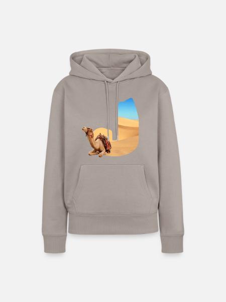 wüste mit kamel j - Frauen Premium Bio Hoodie - Taupe