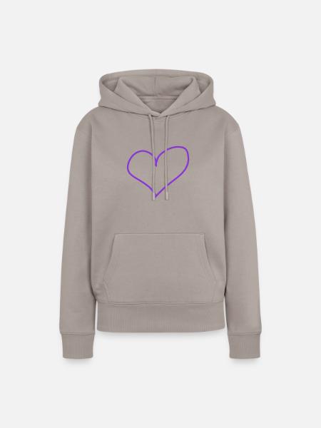 Lila Herz Geschenkidee Geschenk Idee - Frauen Premium Bio Hoodie - Taupe