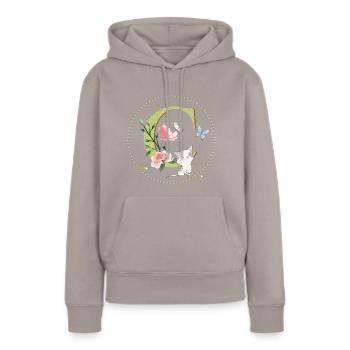 Anfangsbuchstabe C mit Katze - Frauen Premium Bio Hoodie - Taupe - Vorne - Julia (174cm)
