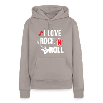 I Love Rock‘N‘Roll - Frauen Premium Bio Hoodie - Taupe - Vorne - Julia (174cm)