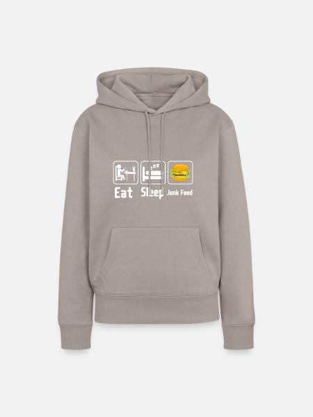 Eat Sleep Junk Food - Frauen Premium Bio Hoodie - Taupe