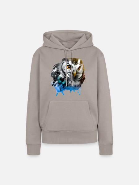 Bunte Eule - Frauen Premium Bio Hoodie - Taupe