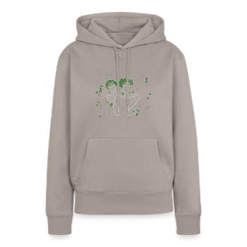 in Grünen - Frauen Premium Bio Hoodie - Taupe - Vorne - Julia (174cm)