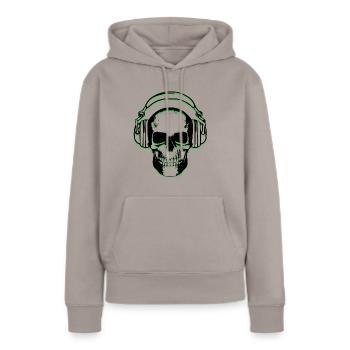 Casque crâne vert - Sweat à capuche Premium bio Femme - taupe - Devant - Julia (174cm)