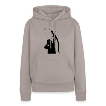 archer - Sweat à capuche Premium bio Femme - taupe - Devant - Julia (174cm)