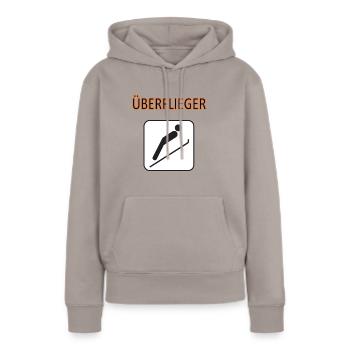 Survoleur - Sweat à capuche Premium bio Femme - taupe - Devant - Julia (174cm)