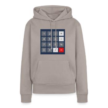 calculatrice de poche - Sweat à capuche Premium bio Femme - taupe - Devant - Julia (174cm)