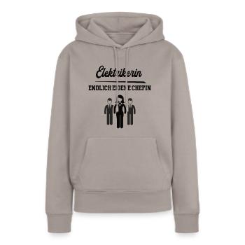 Elektrikerin Chefin Selbstständigkeit Firma Chef - Frauen Premium Bio Hoodie - Taupe - Vorne - Julia (174cm)