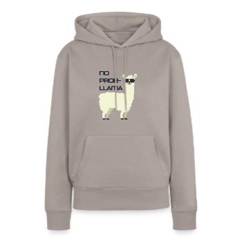 No Problama Lama Lustiger Spruch Alpaka Geschenk - Frauen Premium Bio Hoodie - Taupe - Vorne - Julia (174cm)