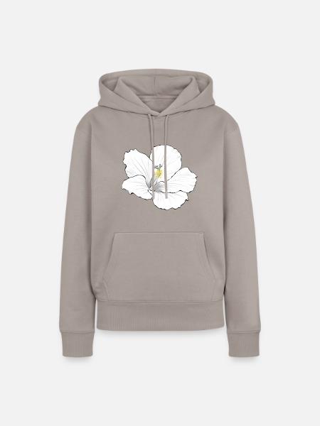 Hibiskus weis - Frauen Premium Bio Hoodie - Taupe