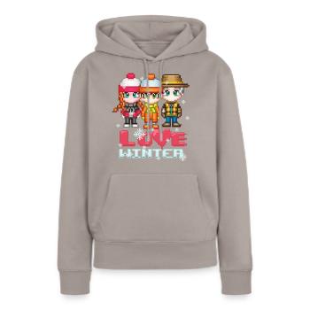Love Winter - Frauen Premium Bio Hoodie - Taupe - Vorne - Julia (174cm)